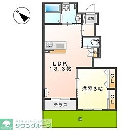 Ｆｌｏｒａｌ　Ｃｏｒｔ　（フローラルコート） 1階1LDKの間取り