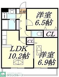 ルネス・ソレイユ 3階2LDKの間取り