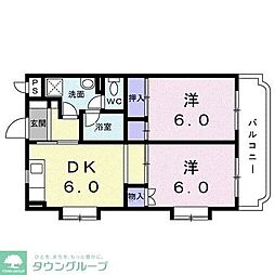 グレースマンション 2DKの間取図画像