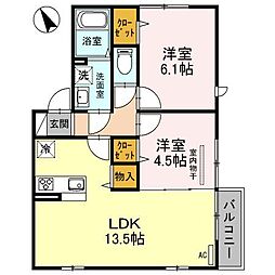 エミール6 2LDKの間取図画像