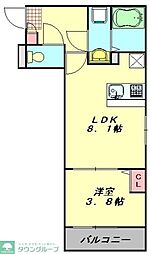 さいたま市見沼区東大宮4丁目アパート 1LDKの間取図画像