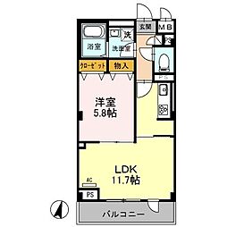 エクセレントヒルズ 1LDKの間取図画像