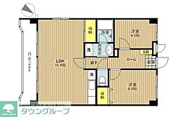 グランパレスシャトー春日部B 2LDKの間取図画像