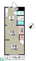 宮根第2コーポ 2DKの間取図画像