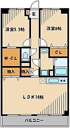 ルミエール童夢 2LDKの間取図画像