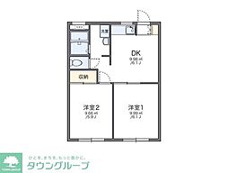 レオパレスサカエ2 2DKの間取図画像