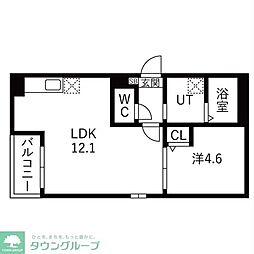 春日部市小渕アパート 1LDKの間取図画像
