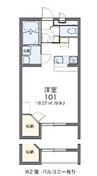 レオパレスマンダリーヌ 1Kの間取図画像