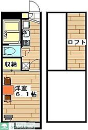 レオパレスハナブサNara 1Kの間取図画像