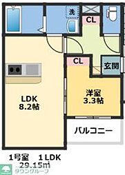 メゾン・ドゥ・アッシュ津田沼 1階1LDKの間取り