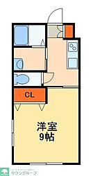 イーストパレスＹ−8 2階1Kの間取り