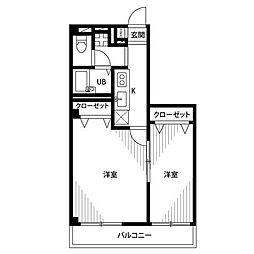 アンプルール フェール コート 1階2Kの間取り