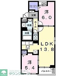 ボヌール 2LDKの間取図画像