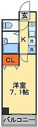 ミリアビタNo.7 1Kの間取図画像