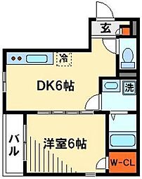 ヒルズA 1DKの間取図画像