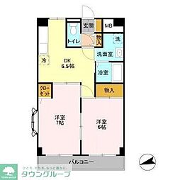 夏見ショッパーズマンション 2DKの間取図画像