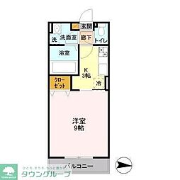 シャンブルメルベーユ 1Kの間取図画像