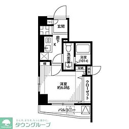 プレール・ドゥーク津田沼 1Kの間取図画像