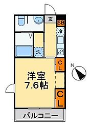 リブリ・KASHIMA 1Kの間取図画像