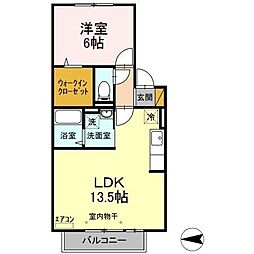 ウエストコート 1LDKの間取図画像