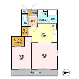 ボンヌール2 2DKの間取図画像