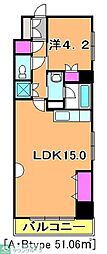 フロリッシュ中央 1LDKの間取図画像