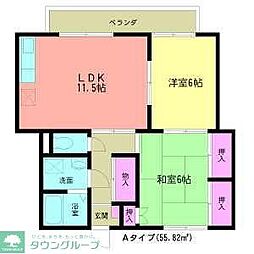 ベルメゾン鷺沼台 2LDKの間取図画像