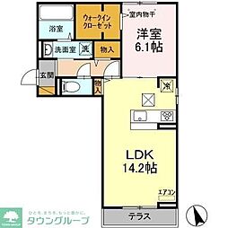 グランテージ海神H棟 1LDKの間取図画像
