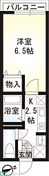 ミニヨン石橋 1Kの間取図画像