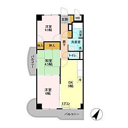 エクセルハイム海宝 3DKの間取図画像