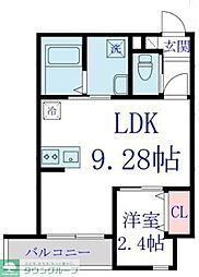 エスペリオ道場南 1階1LDKの間取り
