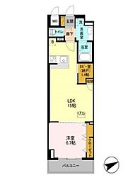 アルメール津田沼 4階1LDKの間取り