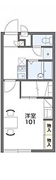 レオパレスミライアル 2階1Kの間取り