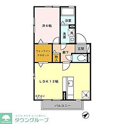 スプリングコート 2階1LDKの間取り