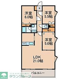 サンメープル仲村 1階3LDKの間取り