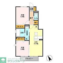 ブリランテＡ 1階2LDKの間取り