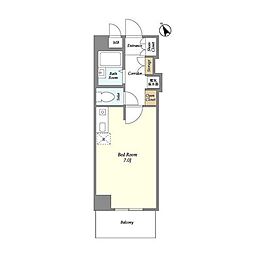 北辰レジデンス東船橋 2階ワンルームの間取り