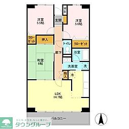 ルーチェ緑が丘　Ｂ 2階3LDKの間取り