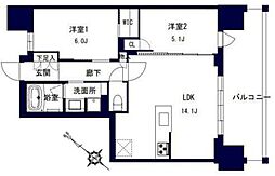 千葉市中央区問屋町マンション 2LDKの間取図画像