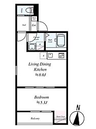 GRADUS八千代台III 3階1LDKの間取り