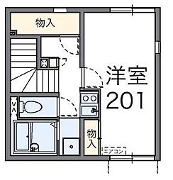 京成松戸線 前原駅 徒歩11分の賃貸アパート 2階1Kの間取り