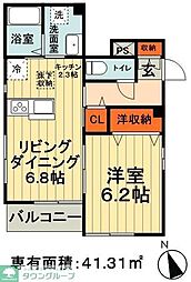 グリシナ 1階1LDKの間取り