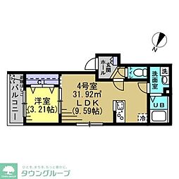 フォレスト飯山満 1階1LDKの間取り