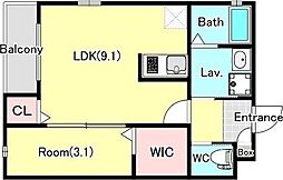 マイハウス天台 3階1LDKの間取り