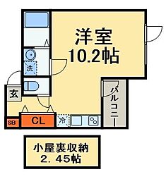 JR総武線 幕張駅 徒歩8分の賃貸アパート 3階ワンルームの間取り