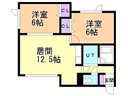 プルメリア43 2LDKの間取図画像
