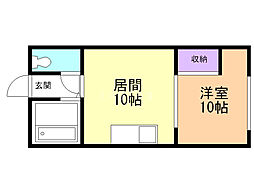 ハシモトロイヤル山の手 1LDKの間取図画像