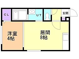 札幌市営東西線 発寒南駅 徒歩5分の賃貸マンション 4階1LDKの間取り