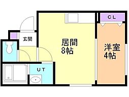 札幌市営東西線 発寒南駅 徒歩5分の賃貸マンション 3階1LDKの間取り
