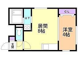 札幌市営東西線 発寒南駅 徒歩5分の賃貸マンション 3階1LDKの間取り